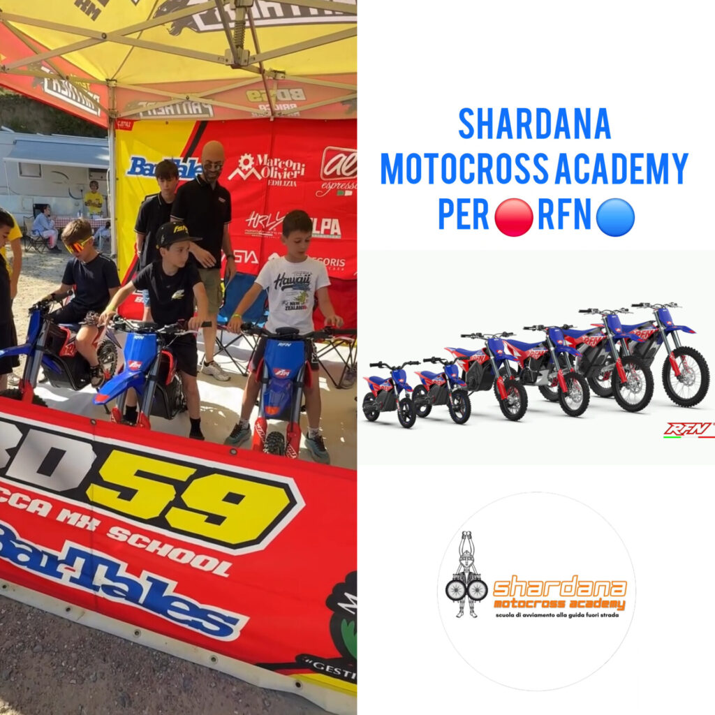 Giovani piloti provano le moto elettriche RFN durante una giornata di formazione motocross.